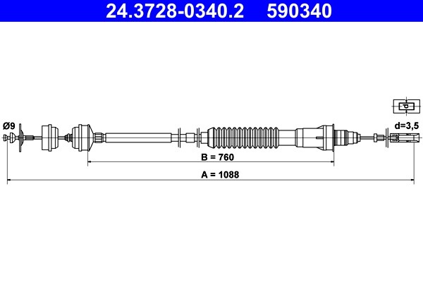 Cable Pull, clutch control ATE 24.3728-0340.2