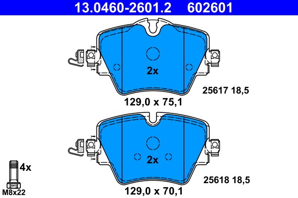 Brake Pad Set, disc brake ATE 13.0460-2601.2