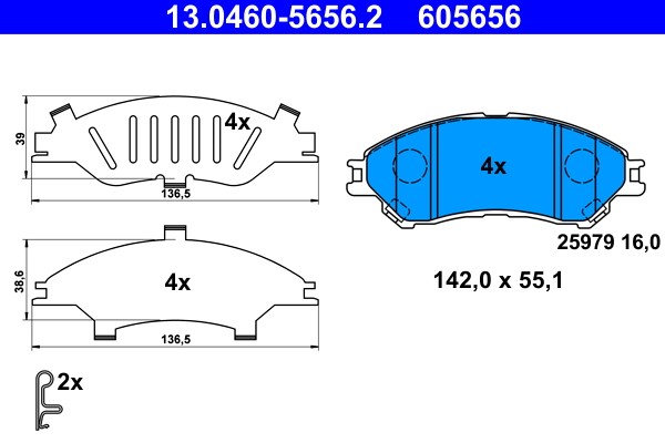 Brake Pad Set, disc brake ATE 13.0460-5656.2