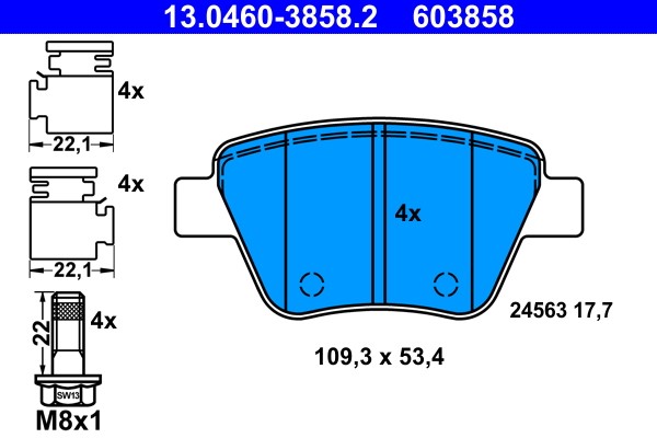 Brake Pad Set, disc brake ATE 13.0460-3858.2