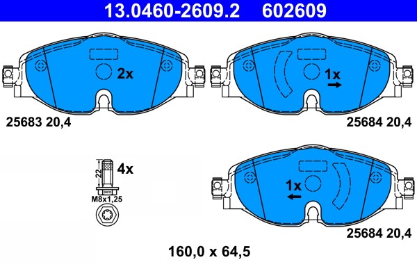 Brake Pad Set, disc brake ATE 13.0460-2609.2
