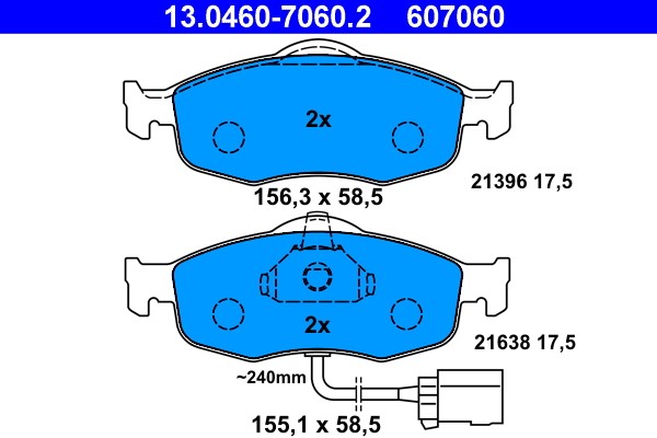 Brake Pad Set, disc brake ATE 13.0460-7060.2