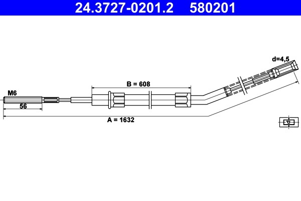 Cable Pull, parking brake ATE 24.3727-0201.2