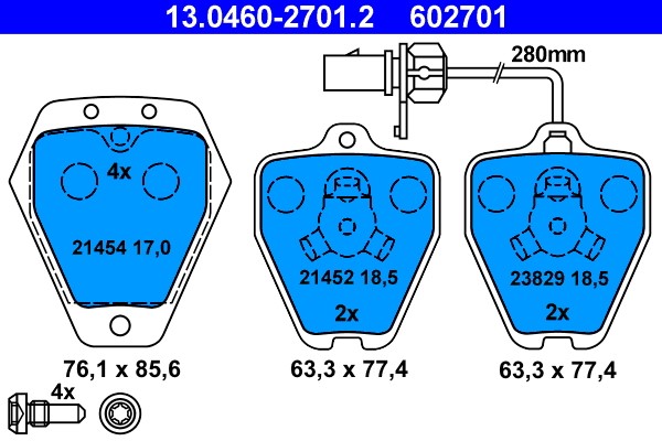 Brake Pad Set, disc brake ATE 13.0460-2701.2