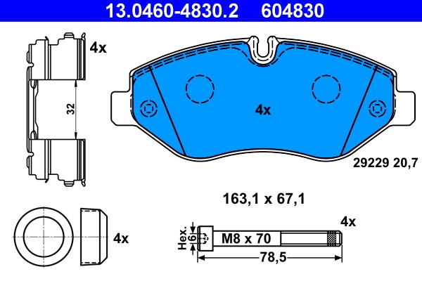 Brake Pad Set, disc brake ATE 13.0460-4830.2