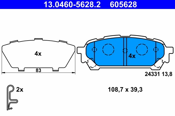 Brake Pad Set, disc brake ATE 13.0460-5628.2