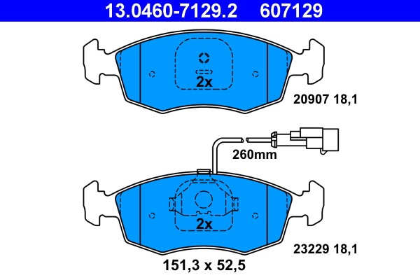 Brake Pad Set, disc brake ATE 13.0460-7129.2