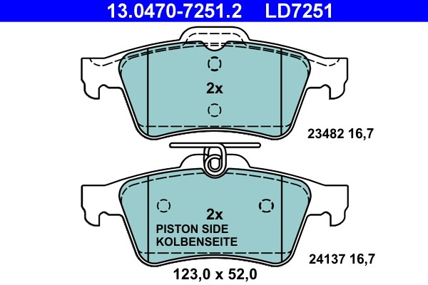 Brake Pad Set, disc brake ATE 13.0470-7251.2