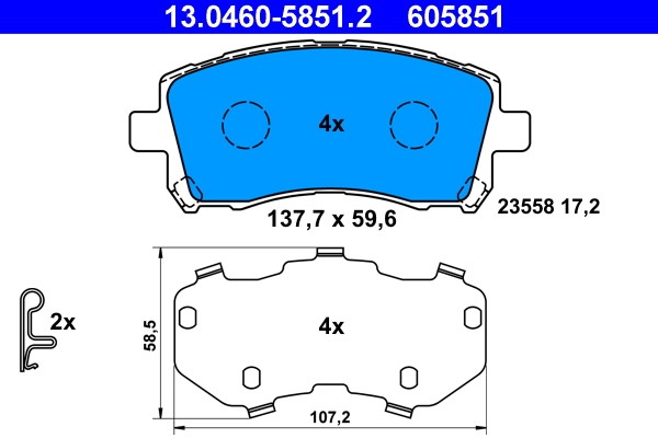 Brake Pad Set, disc brake ATE 13.0460-5851.2