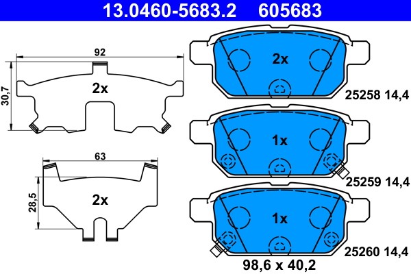 Brake Pad Set, disc brake ATE 13.0460-5683.2