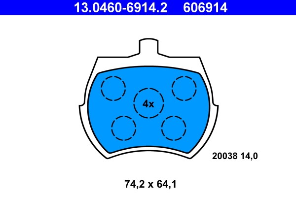 Brake Pad Set, disc brake ATE 13.0460-6914.2