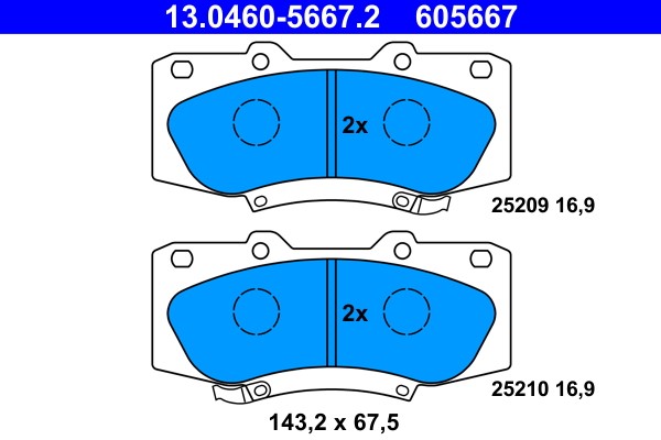 Brake Pad Set, disc brake ATE 13.0460-5667.2