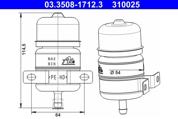 Expansion Tank, brake fluid ATE 03.3508-1712.3