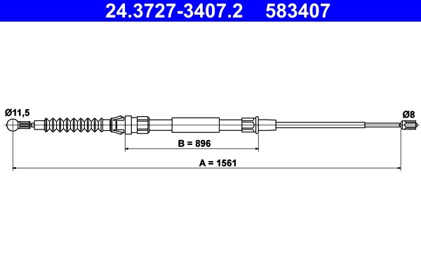 Cable Pull, parking brake ATE 24.3727-3407.2
