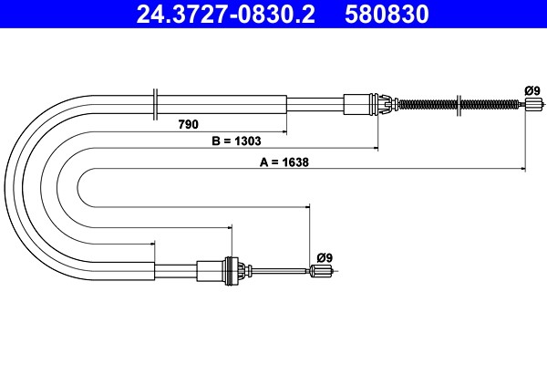 Cable Pull, parking brake ATE 24.3727-0830.2