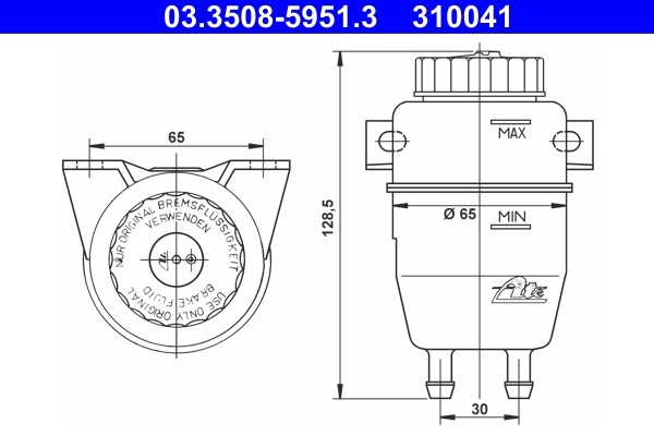 Expansion Tank, brake fluid ATE 03.3508-5951.3