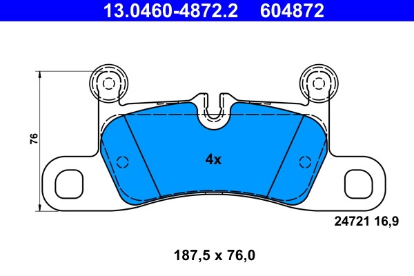 Brake Pad Set, disc brake ATE 13.0460-4872.2