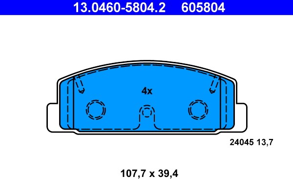 Brake Pad Set, disc brake ATE 13.0460-5804.2