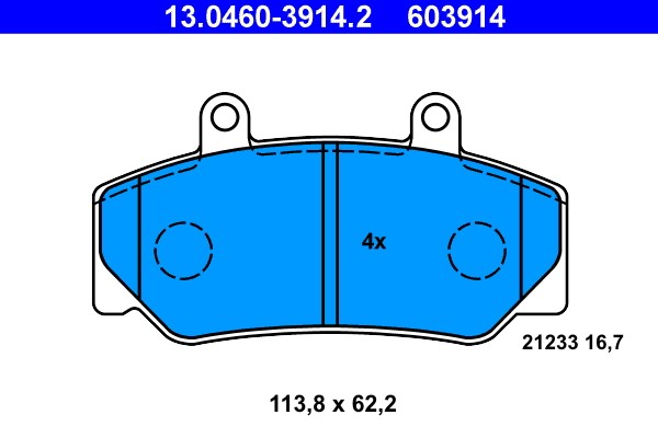 Brake Pad Set, disc brake ATE 13.0460-3914.2