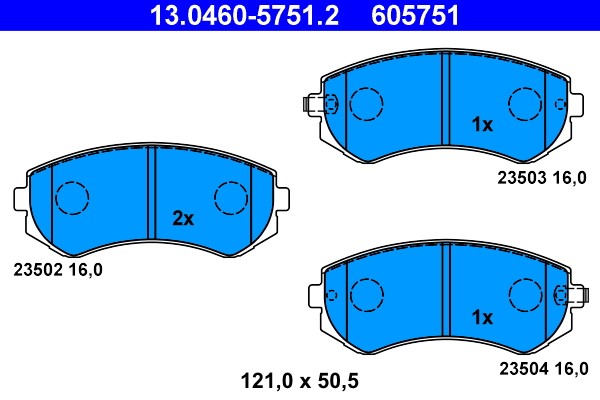 Brake Pad Set, disc brake ATE 13.0460-5751.2