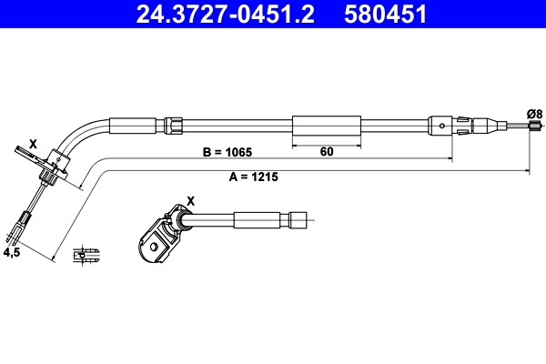 Cable Pull, parking brake ATE 24.3727-0451.2