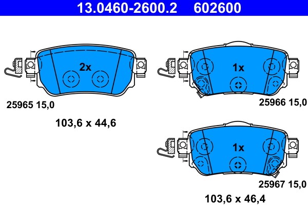 Brake Pad Set, disc brake ATE 13.0460-2600.2