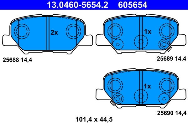 Brake Pad Set, disc brake ATE 13.0460-5654.2