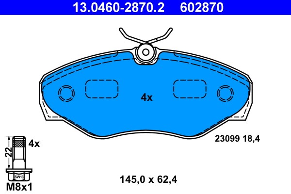 Brake Pad Set, disc brake ATE 13.0460-2870.2