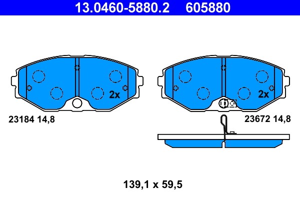 Brake Pad Set, disc brake ATE 13.0460-5880.2