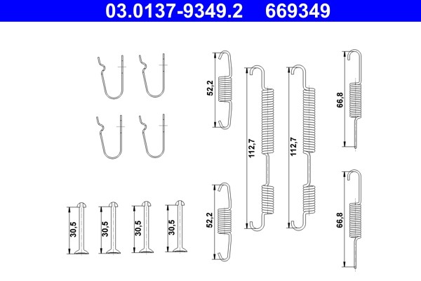 Accessory Kit, parking brake shoes ATE 03.0137-9349.2