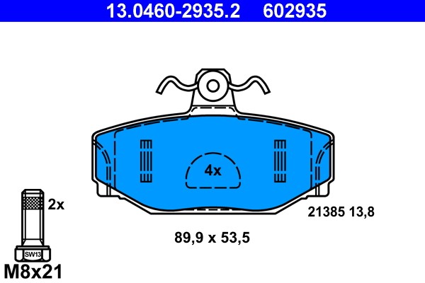 Brake Pad Set, disc brake ATE 13.0460-2935.2
