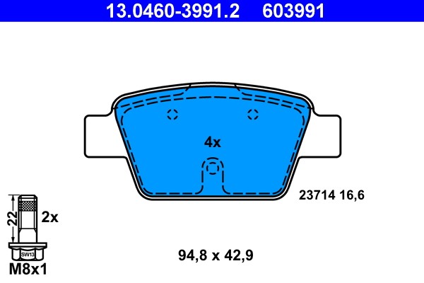 Brake Pad Set, disc brake ATE 13.0460-3991.2