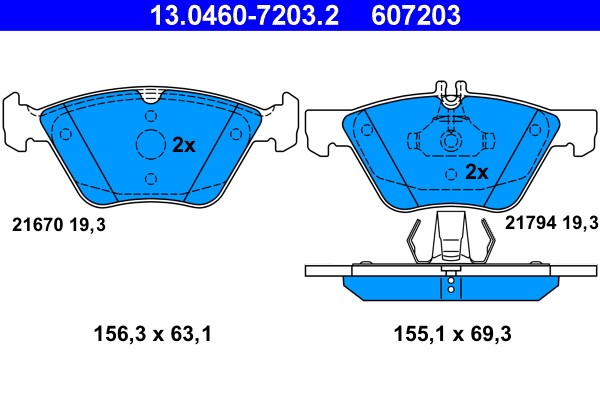 Brake Pad Set, disc brake ATE 13.0460-7203.2