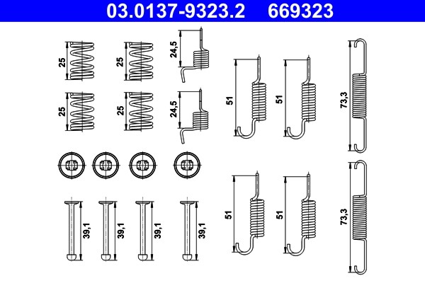 Accessory Kit, parking brake shoes ATE 03.0137-9323.2