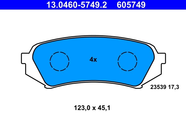 Brake Pad Set, disc brake ATE 13.0460-5749.2
