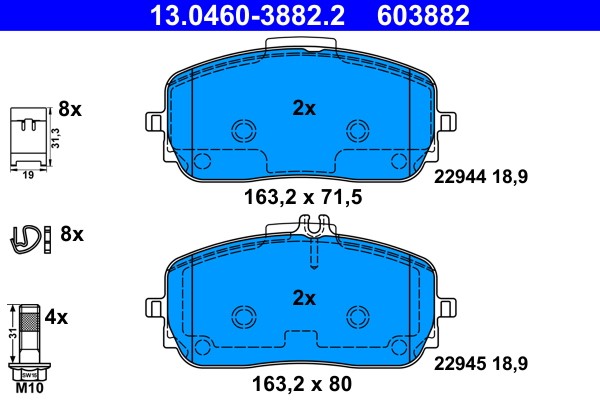 Brake Pad Set, disc brake ATE 13.0460-3882.2