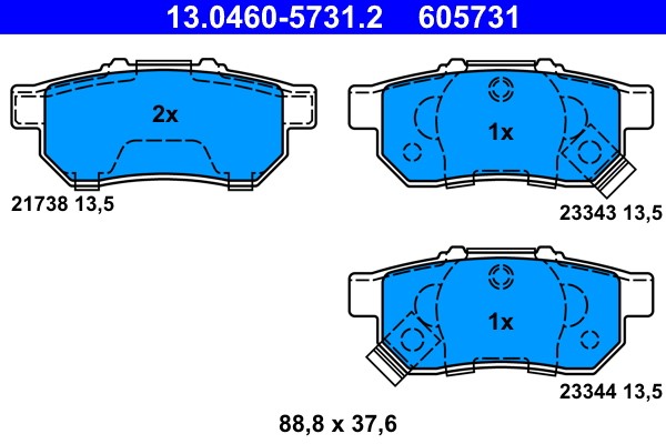 Brake Pad Set, disc brake ATE 13.0460-5731.2