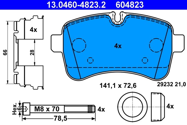 Brake Pad Set, disc brake ATE 13.0460-4823.2