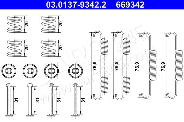 Accessory Kit, parking brake shoes ATE 03.0137-9342.2 2