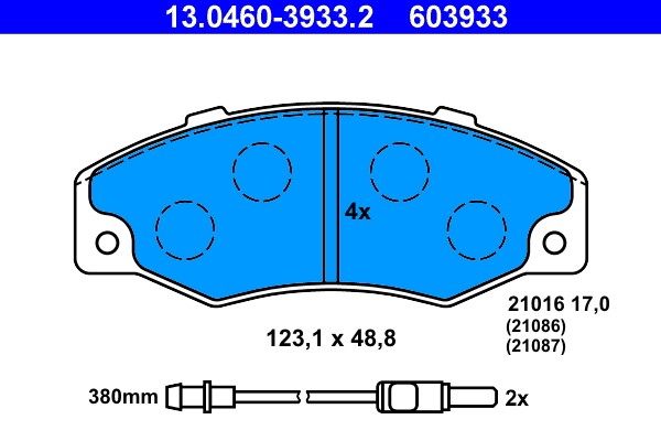 Brake Pad Set, disc brake ATE 13.0460-3933.2