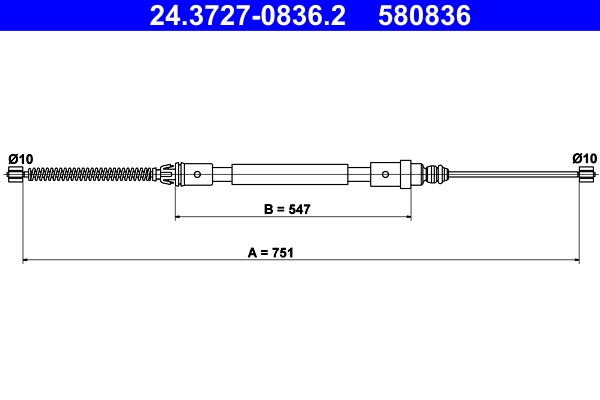 Cable Pull, parking brake ATE 24.3727-0836.2