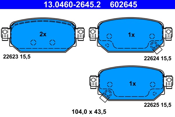 Brake Pad Set, disc brake ATE 13.0460-2645.2