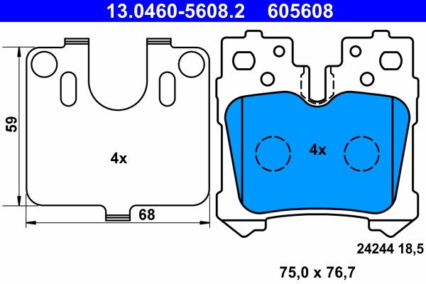 Brake Pad Set, disc brake ATE 13.0460-5608.2