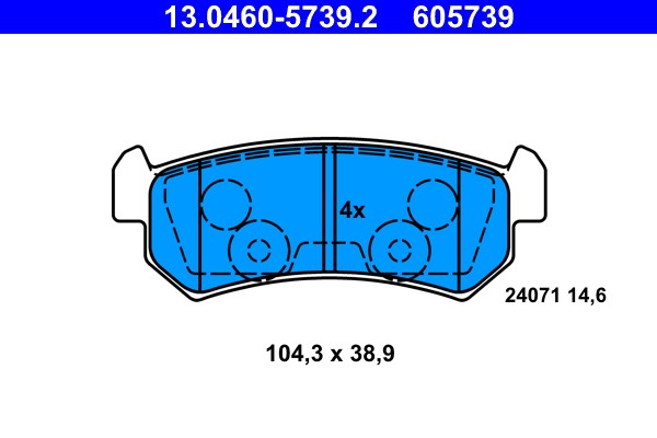 Brake Pad Set, disc brake ATE 13.0460-5739.2