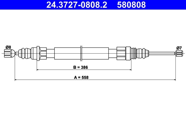 Cable Pull, parking brake ATE 24.3727-0808.2