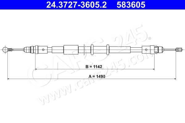 Cable Pull, parking brake ATE 24.3727-3605.2 2