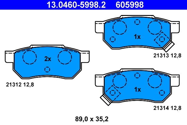 Brake Pad Set, disc brake ATE 13.0460-5998.2