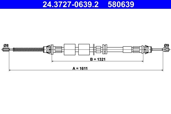 Cable Pull, parking brake ATE 24.3727-0639.2