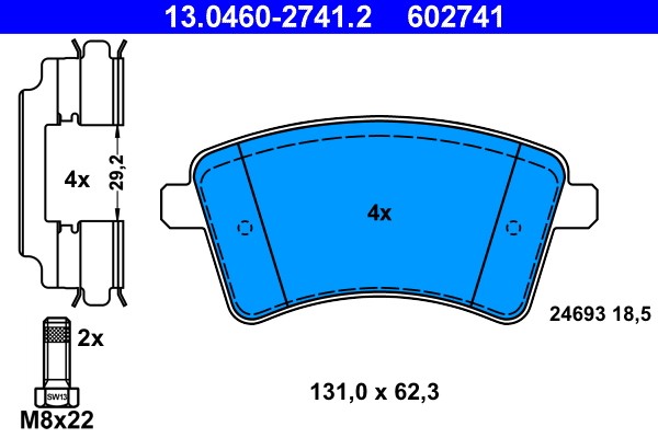 Brake Pad Set, disc brake ATE 13.0460-2741.2