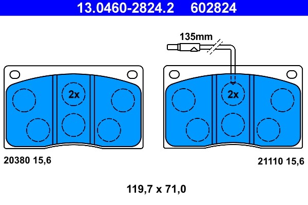 Brake Pad Set, disc brake ATE 13.0460-2824.2
